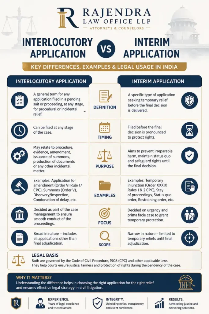 Infographic - Interlocutory Application vs Interim Application: Key Differences, Examples & Legal Usage in India