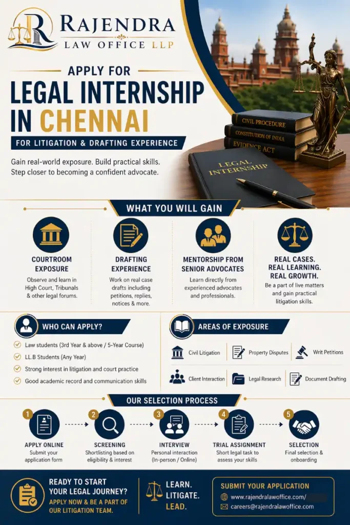 Legal Internship in Chennai for Litigation & Drafting Experience