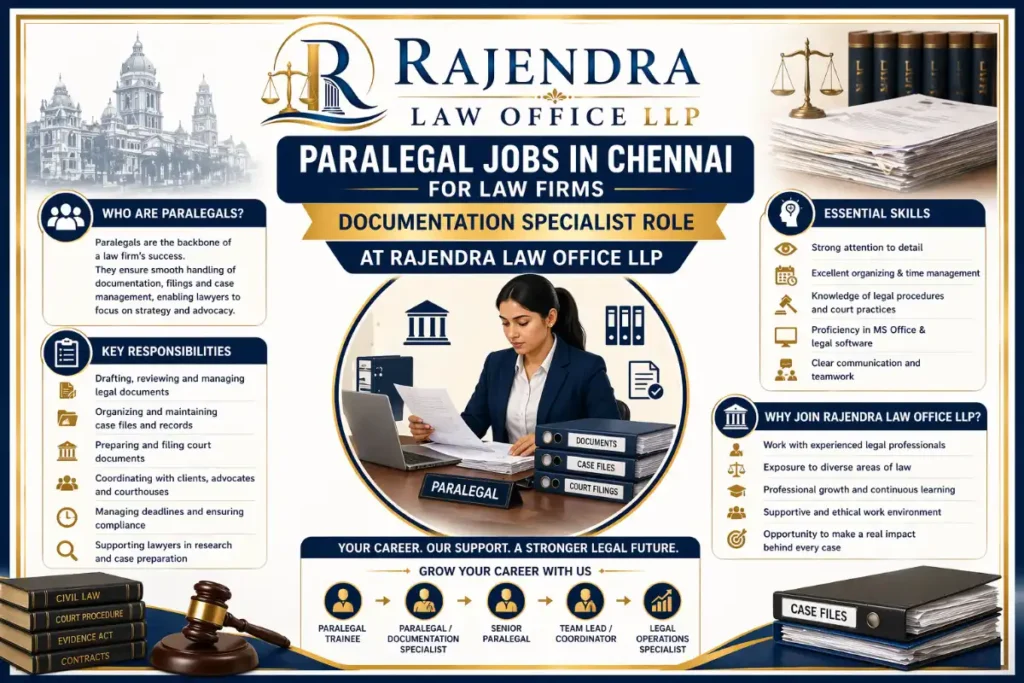 Paralegal Jobs in Chennai for Law Firms – Documentation Specialist Role at Rajendra Law Office LLP 