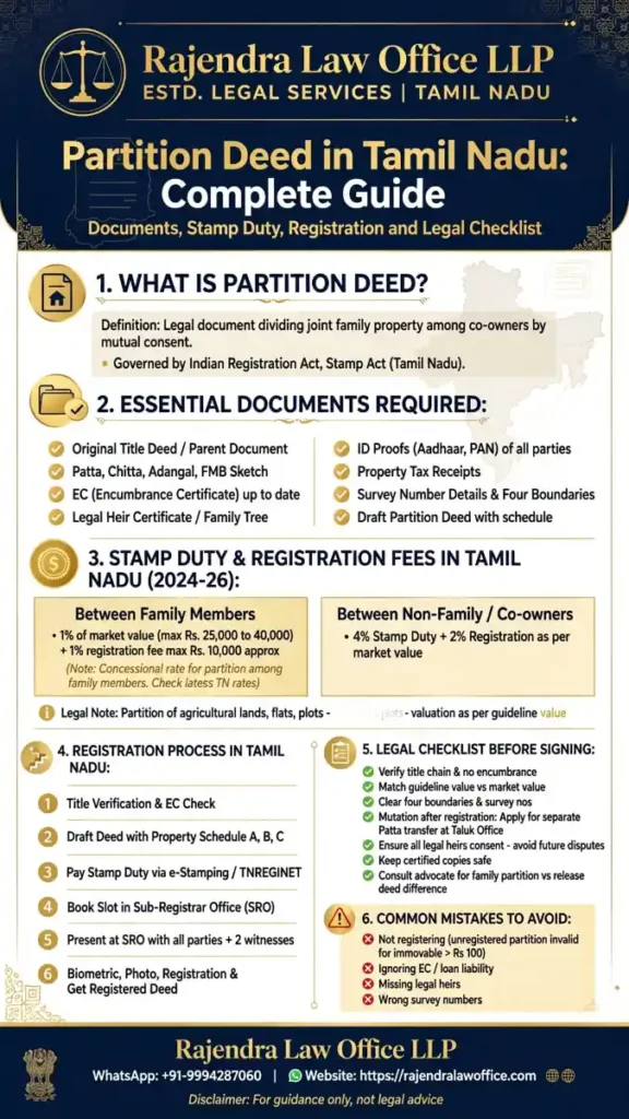 Partition Deed in Tamil Nadu: Documents, Stamp Duty, Registration and Legal Checklist